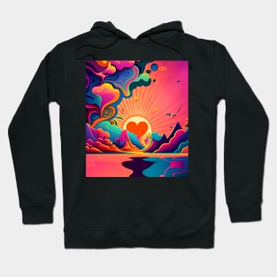 Peace and Love: Harmonious Sunset on a Dark Background Hoodie